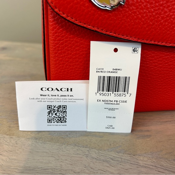 Coach Red Orange Cassie with Custom Pins, NWT! - Picture 12 of 13